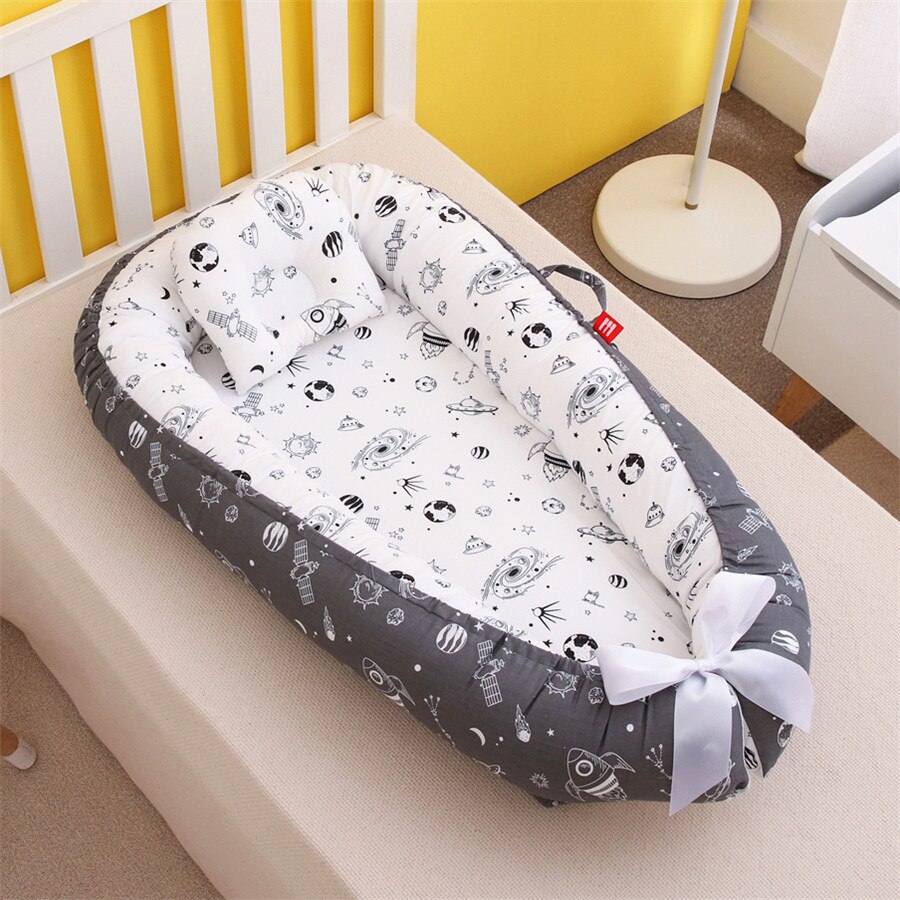 Mini berceau nordique Portable pour -né, impression de dessins animés, barrières de sommeil confortables dans le berceau pour Protection latérale, lit d&#39;enfant: 10