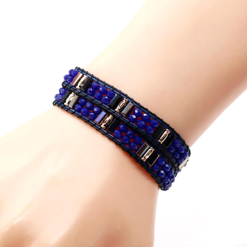 Glazen Kralen Boho Armband Handgemaakte Kralen 2 Strengen Weaving Tribal Armband Vrouwen Bohemian Sieraden WB-7