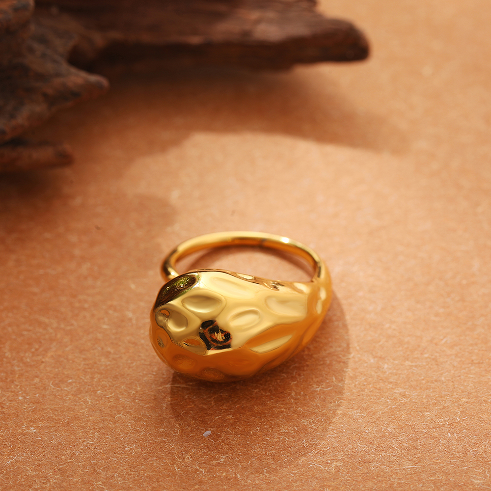 Onregelmatige geometrische gladde metalen open ringen voor dames heren Verklaring dikke koepelvingerring verstelbare roestvrijstalen sieraden: Roze