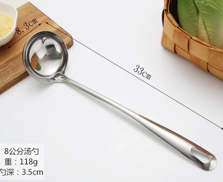 Kitchen utensils soup drain cooking stirring spoon can be hung pot spoon thick stainless steel long handle spoon