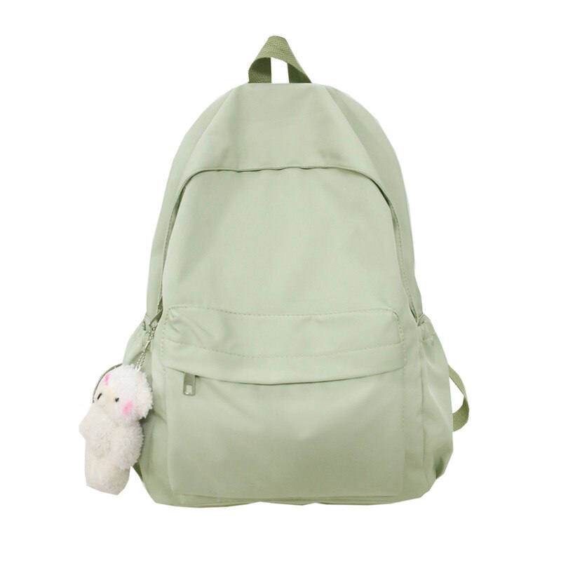 Nylon Mode Rugzak Voor Vrouwen Effen Kleur Eenvoudige Rugzak Preppy Stijl Rugzak Tieners Meisjes Grote Capaciteit Schooltas Pak: green
