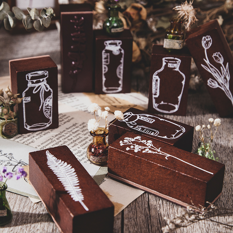 Vintage Fles Fern Bloem Plant Collage Stempel Diy Houten Stempels Voor Scrapbooking Briefpapier Scrapbooking Standaard Stempel