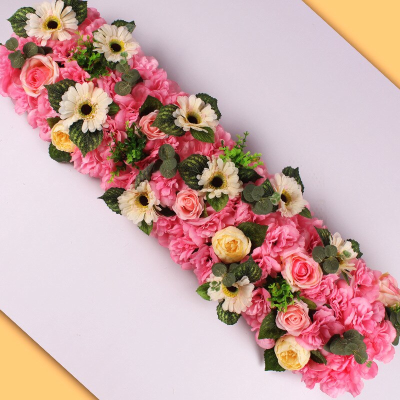 100cm gør-det-selv bryllup blomstervæg kunstig blomst række silke pæon rose scene arrangement dekoration bryllup jern bue baggrund: Dyb lyserød