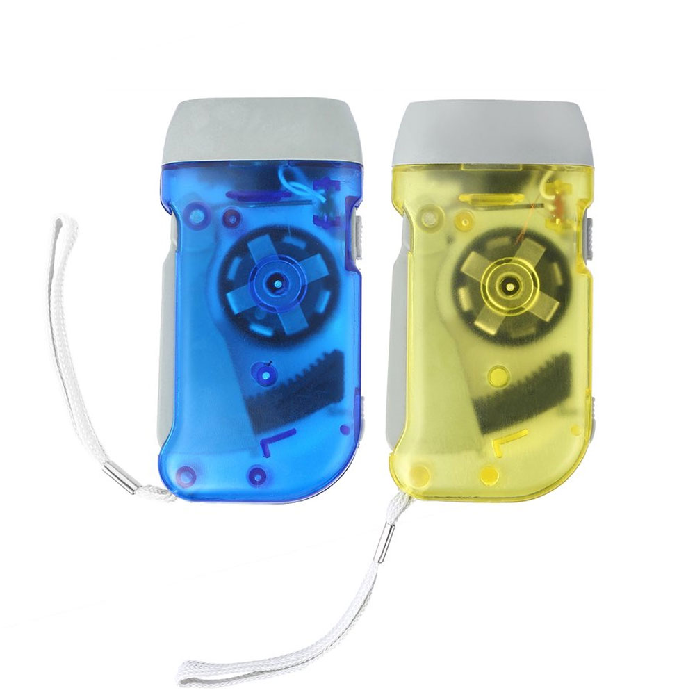 Mini lampe de poche à manivelle dynamo à pression manuelle, lampe de camping à LED, torche auto-alimentée, lumière bleue extérieure, maison chaude