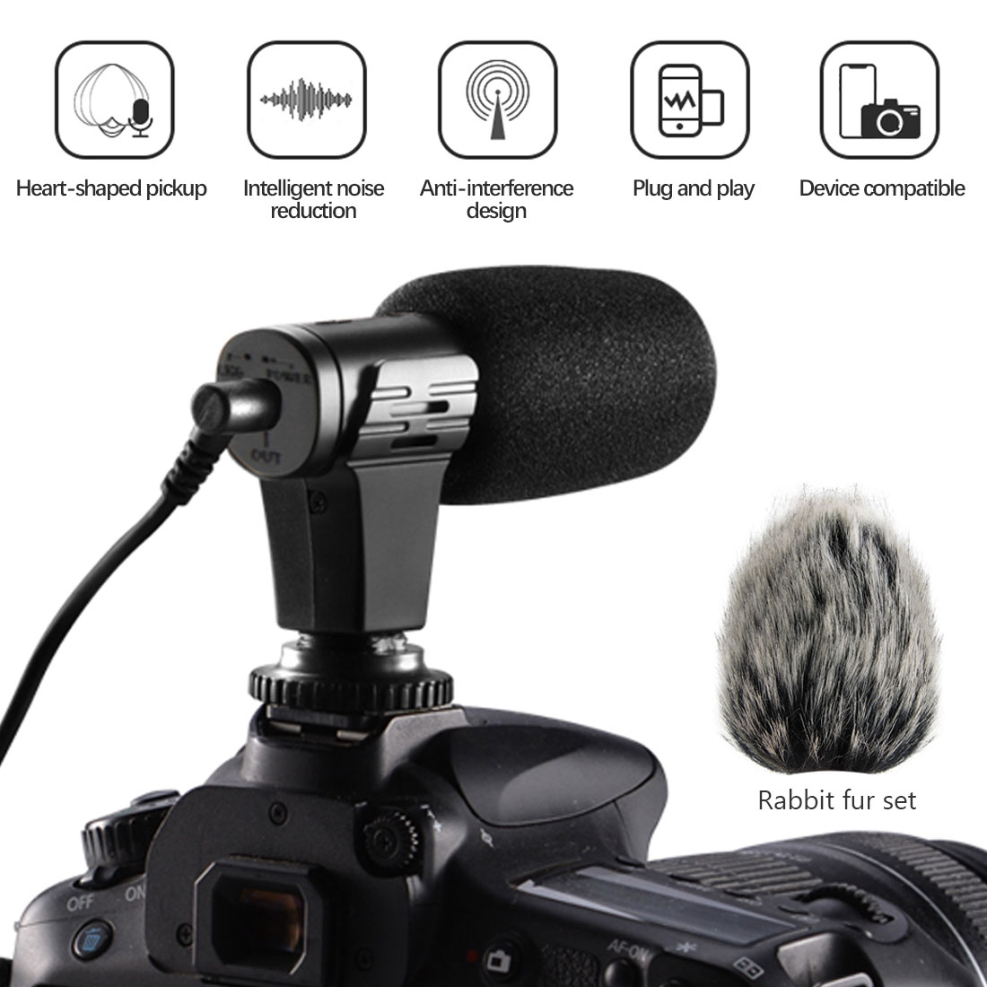 3.5mm Stereo Camera Microphone VLOG Photography Interview Digital Video Recording Microphone For phone Camera VLOG