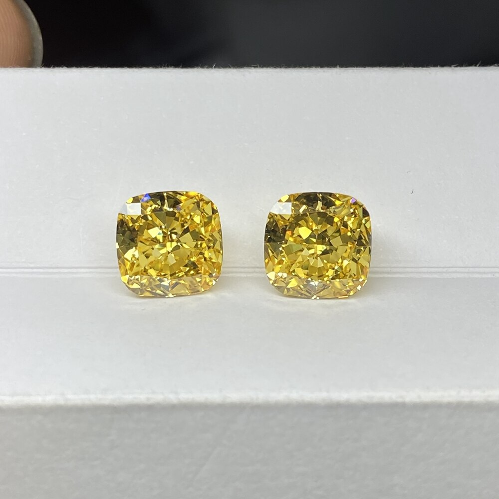 Meeiddian 6A 9x9MM 7.5 CTS cuscino pietra preziosa di diamante giallo Vivied con zirconi tagliati sul ghiaccio