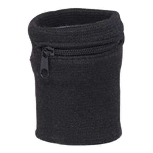 Poignet portefeuille pochette brassard sac pour clé carte sac de rangement étui bracelet bandeau femmes sac Sport fermeture éclair monnaie porte-monnaie: Black