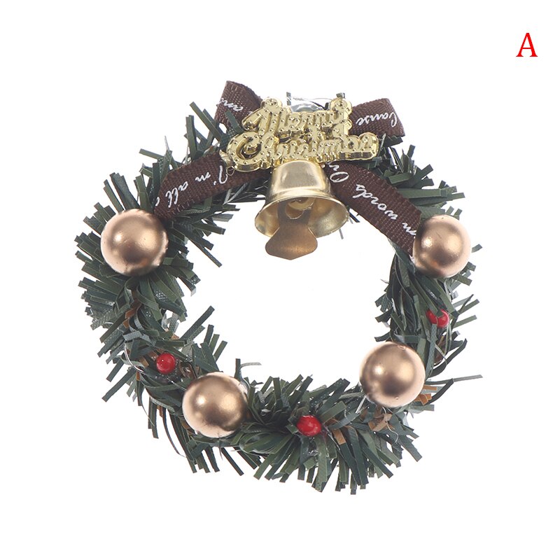 1:12 domek dla lalek miniaturowy wieniec świąteczny dekoracje na drzwi ściany pokoju ozdoby robić domu wesołych świąt girlanda: A