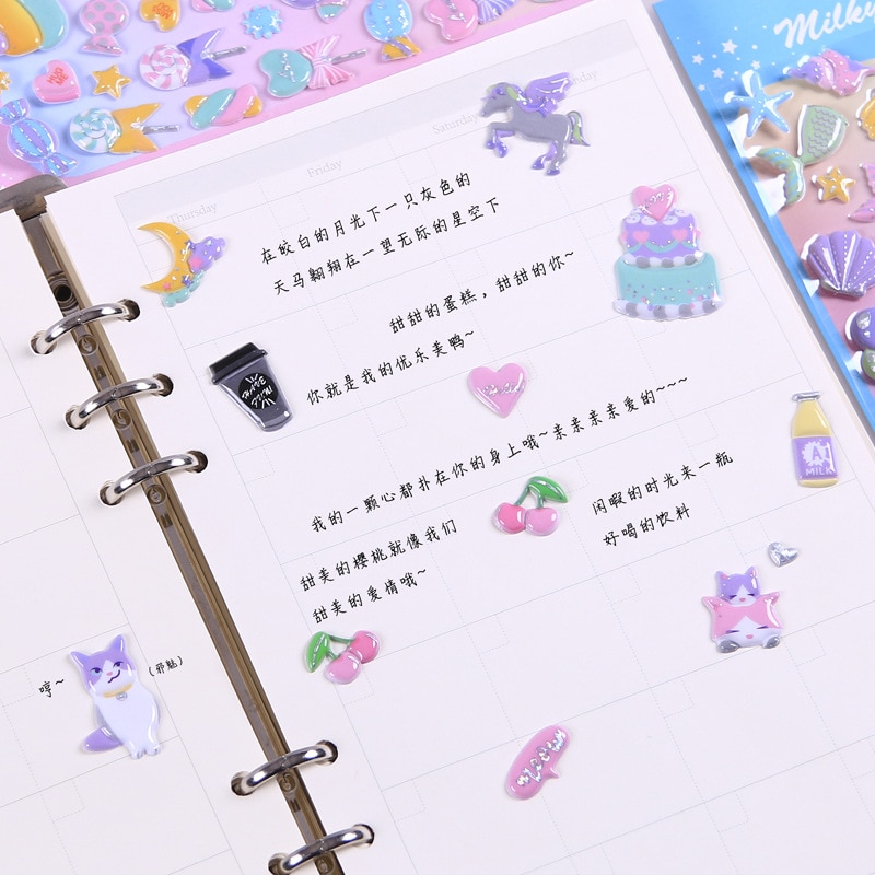 24 pcs/pack Dessert Cake Series Cartoon Food 3D Decorative Stickers Adhesive Stickers DIY Decoration Craft Scrapbooking Stickers