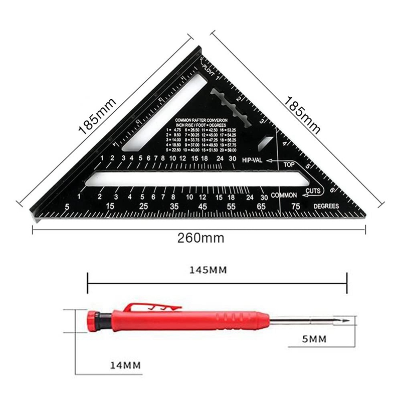 Timmerman Potlood Tool Set, Markering Gauge Gradenboog, 45 90 Graden, Diy Timmerman Tool, markering Tool Voor Houtbewerking