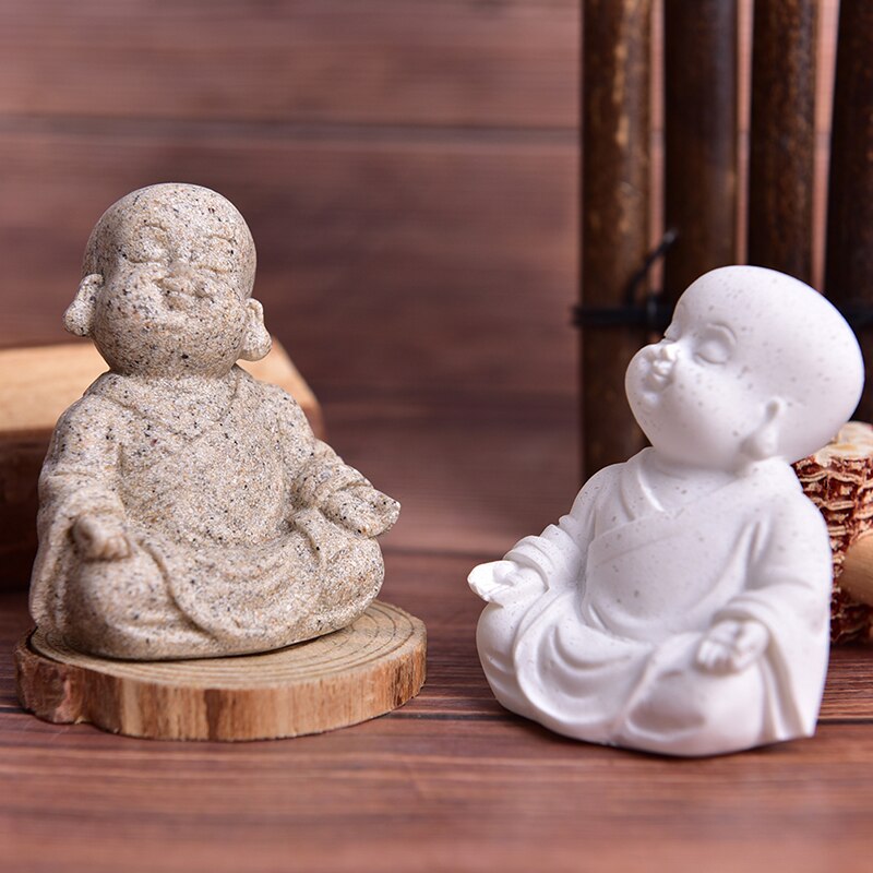 Schattige Kleine Monnik Standbeeld Zandsteen Schattige Chinese Boeddha Beeldjes Mooie Beeldje Voor Home Decor