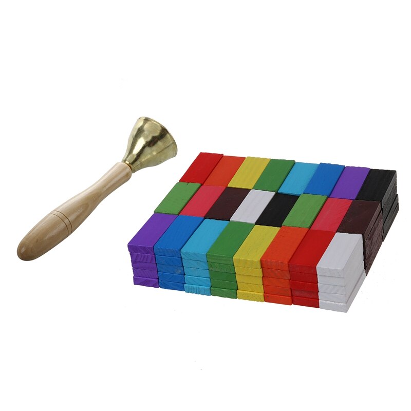 2 piezas de Mini campana de oro juguetes musicales para niños con un mango de madera con paquete de 120 mezcla de madera niños ino juego P