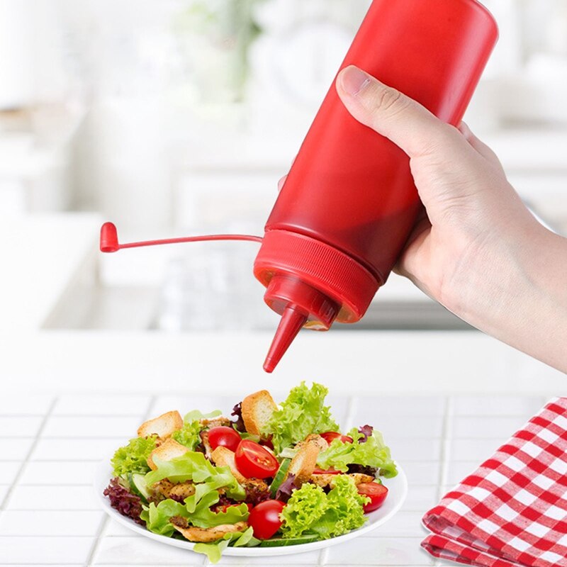 Squeeze Sauce Bottle Plastic Leak-proof Salad Squeeze Bottle Pointed Seasoning Bottle Dispenser Bottle Ketchup Sauce Bottle