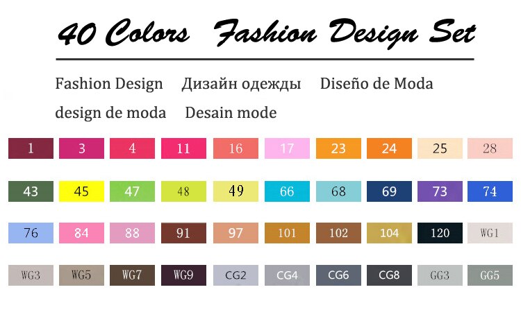 TouchFive Alcohol marker 168 color alcohol-based ink sketch 80 color markers for artist drawing comics animation art supplies: 40 Fashion set