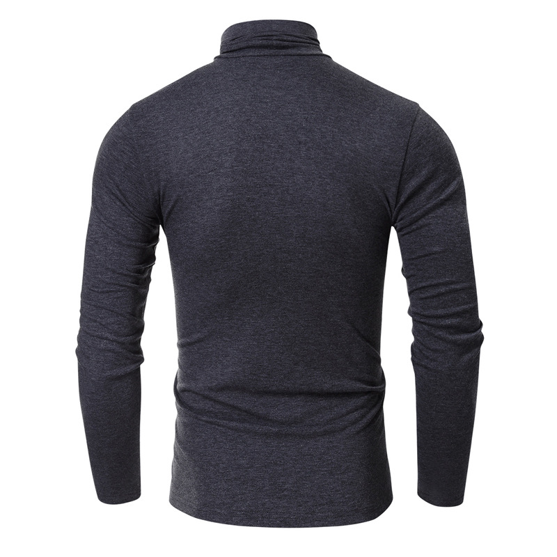 Camiseta de cuello alto de Color sólido para hombre, camisa básica de manga larga informal, Tops ajustados de Color sólido a la , otoño y primavera