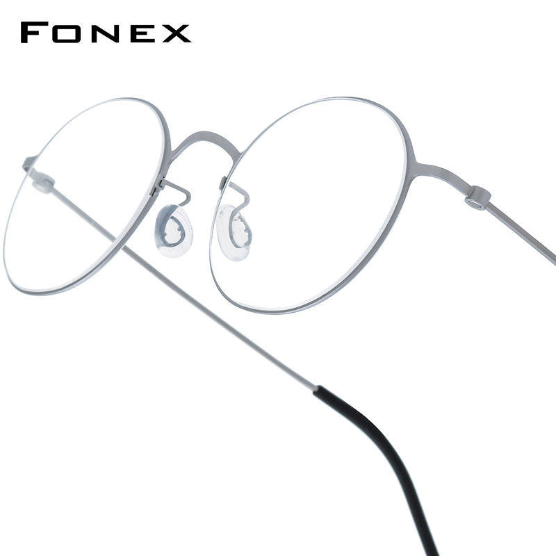 FONEX-Monture de lunettes en titane B pour hommes et femmes, de , montures rondes, poids ultraléger, Morten, lunettes coréennes sans vis: Pastèque rouge