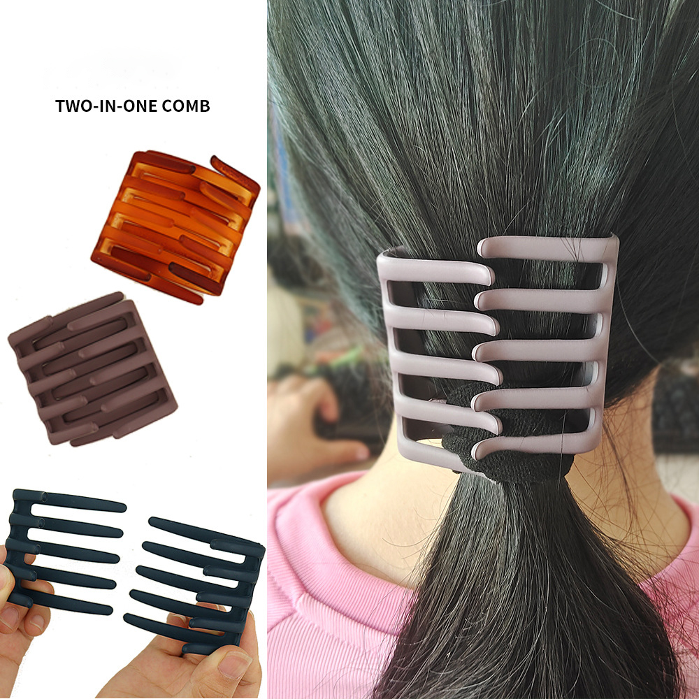 Fermaglio per capelli elasticizzato Doppio lato Pettine per capelli da donna coda di cavallo Mohawk Accessori per creatori di panini facile strumento per lo messa in piega dei capelli ricci spessi Artiglio per capelli