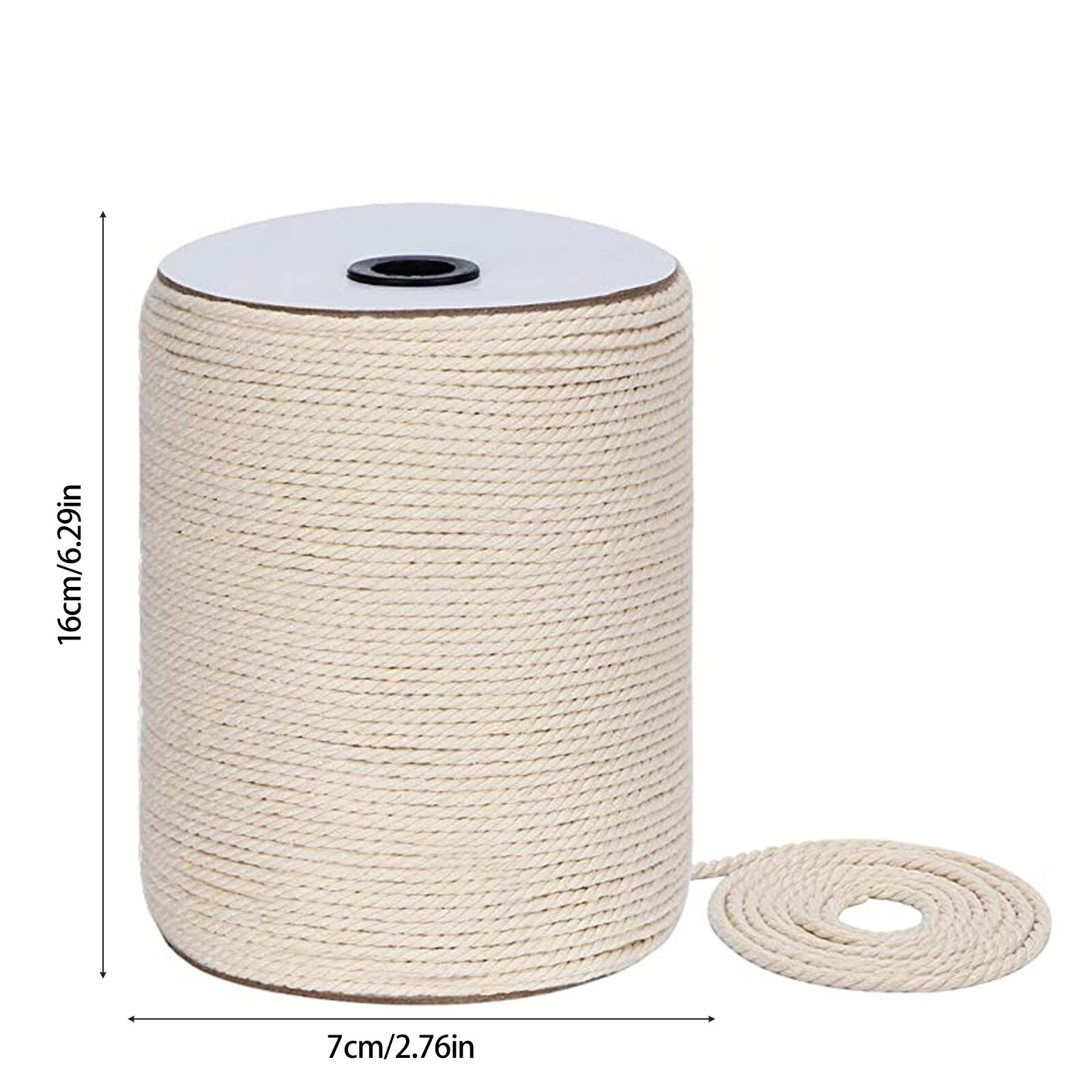 3mm x 300m Cotton Rope Multi-purpose Diy Cotton Rope Strands Twisted Macrame Cotton Cord for Wall Hanging Crafts#T2