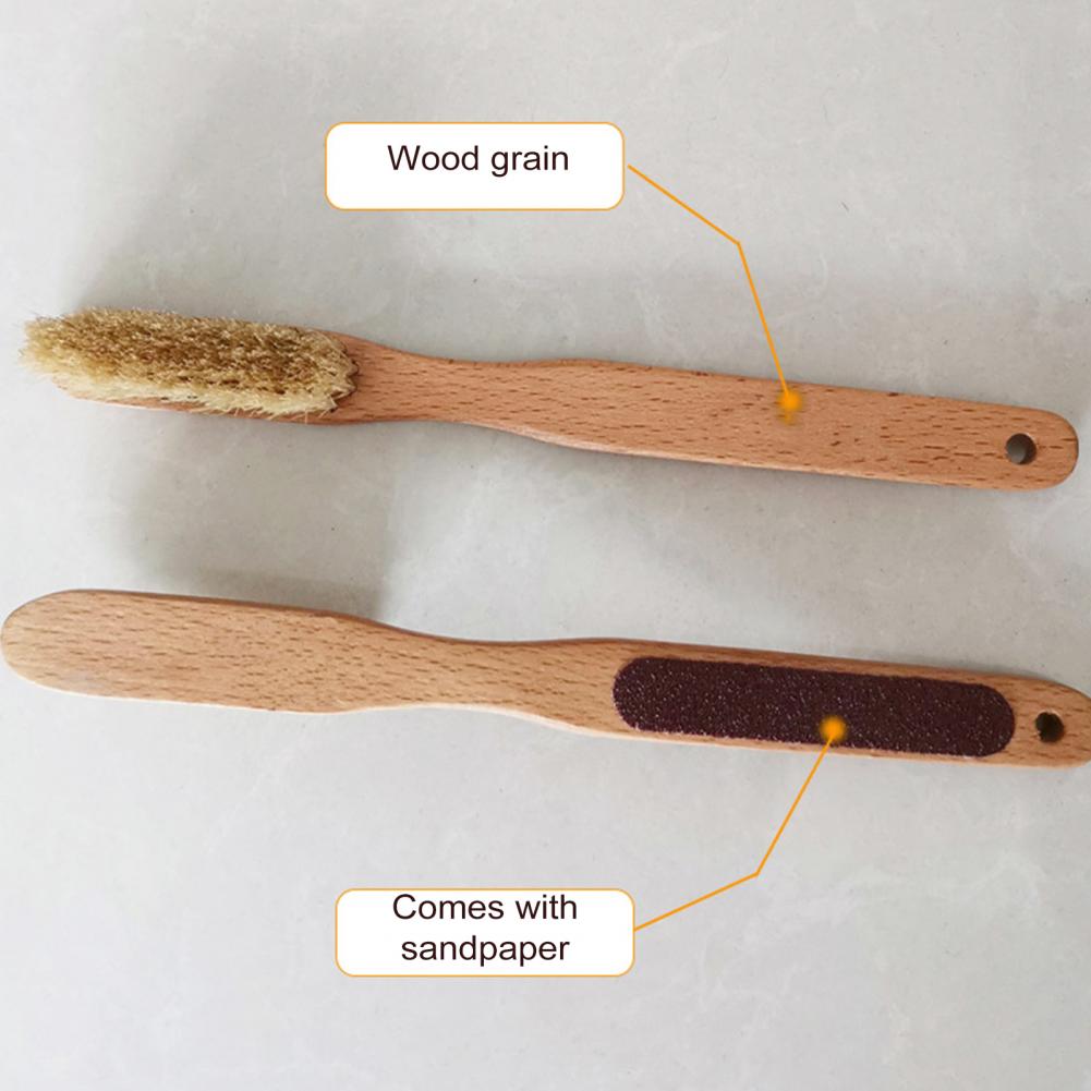 Brosse d'escalade 2 en 1, brosse à poils souples avec manche en bois de hêtre, dissolvant de callosités, brosse à poils de sanglier pour l'escalade