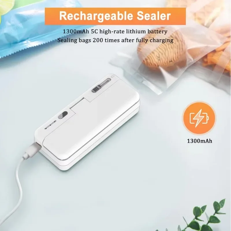 Plastic Zak Sealer Heat Bag Sealer Machine Handheld Vacuüm Voedsel Sealer Thermisch Plastic Zak Afdichtingsmiddelen Oplaadbare Warmte Sealer