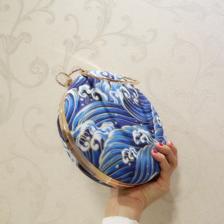 Angelatracy Chinese Style Cheongsam Vintage Classical Hanfu Circular Evening Crossbody Bag Day Clutch Hand Bags