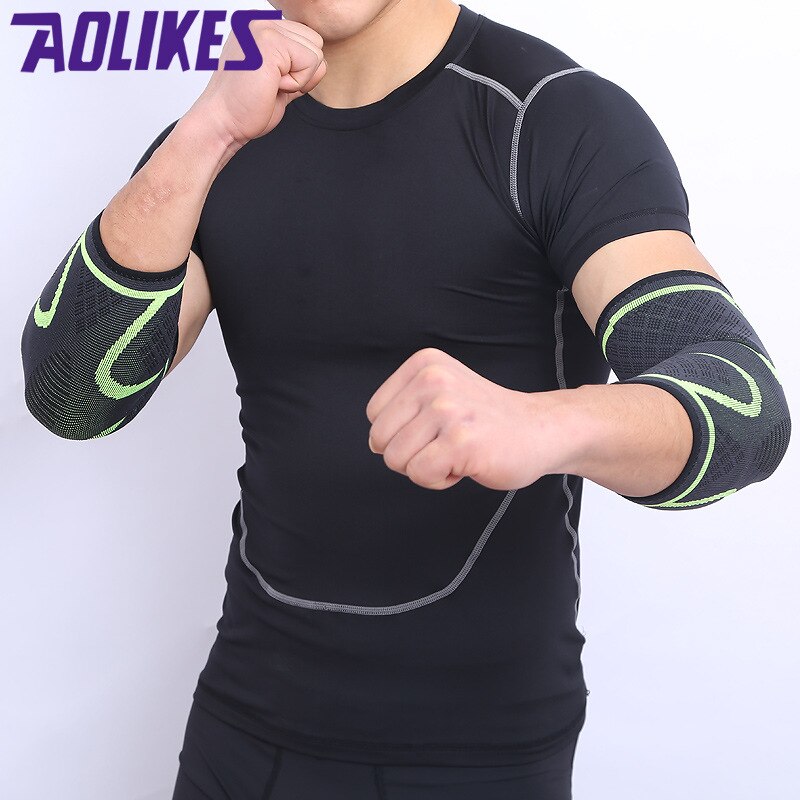 Aolikes 1 stuks elleboogondersteuning elastische gym sport elleboogbeschermende pad absorbeert zweet sport basketbal arm mouw elleboogbrace
