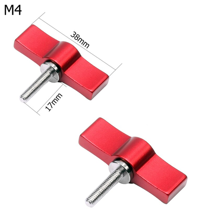 Adjustable T Shape Screw Handle Set 4/5/6mm Rail Rod Slider Clamp Locking Screw Wrench Clamp Adapter Photography Accessories: 2pcs M4x17 Red