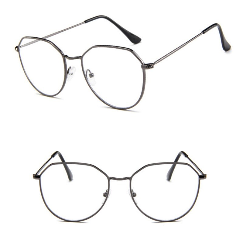 Unisex retro uregelmæssig flerfarvet polygonramme klar linse briller optiske briller ，: E