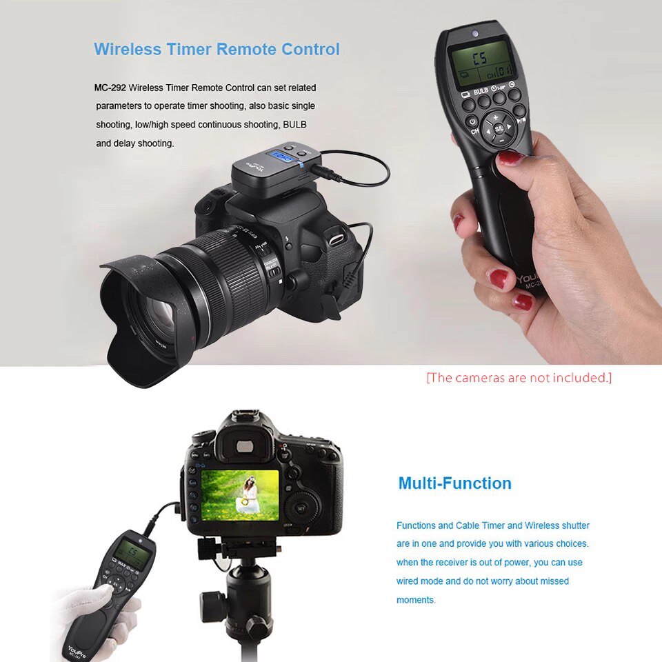 YouPro-disparador remoto inalámbrico MC-292 N3 para cámara Canon 7D 5D Mark ii 1D 6D 7D2 5D3 50D 40D 30D 10D