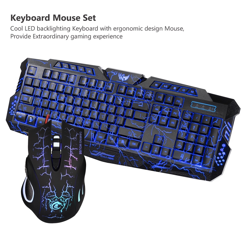 Tastatur Maus Combo Bunte LED Farbe Hintergrundbeleuchtung Ergonomische Spielen Tastatur 114 schlüssel mit 5500DPI Maus einstellen für Spielen Fans