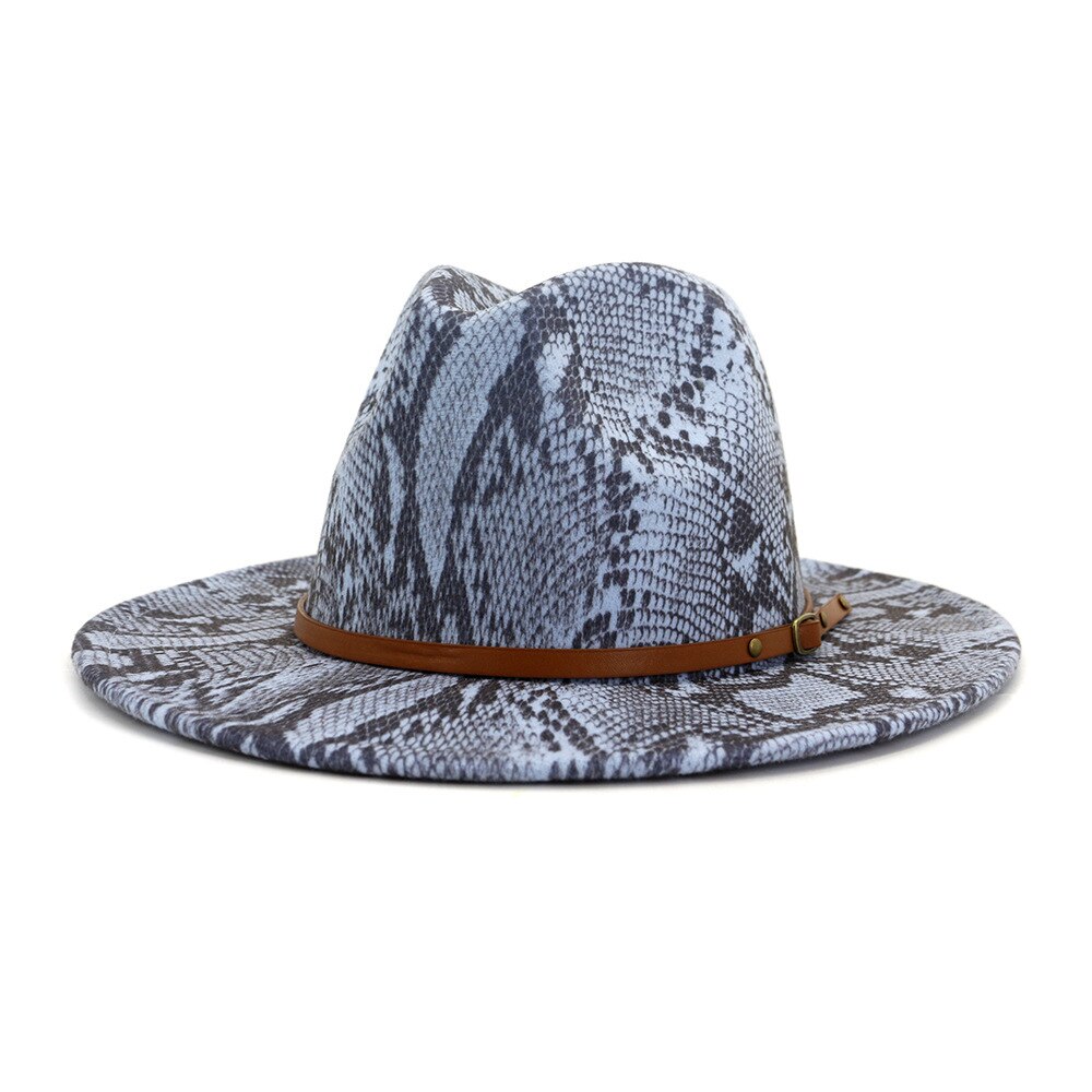 Autumn Winter Snakeskin pattern Fedora Top Jazz Hats Wide Brim Fedora Hats for Woman: 3