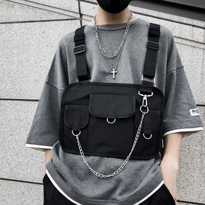 Sac de poitrine pour hommes Hip Hop harnais poitrine plate-forme sac gilet Streewear femmes sac à bandoulière poitrine paquet taille Pack