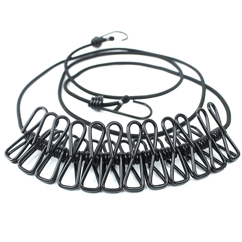 Portable Retractable Clothes Line Modern Household Storage Products Elastic Band Clip Windproof Non-Slip Clothesline