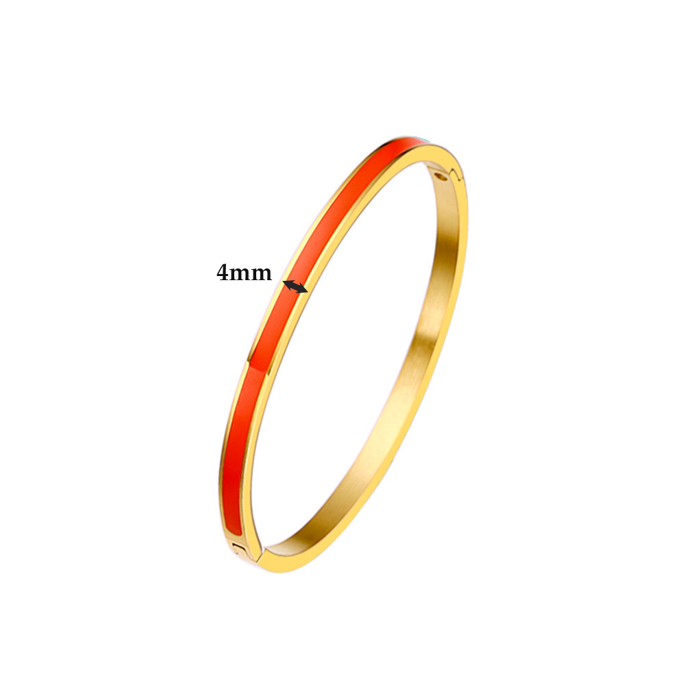 G & D Luxe Kleurrijke Oranje Enamel Bangles Armbanden Voor Vrouwen Party Bangles Originele Roestvrij Stalen Sieraden: Silver Plated