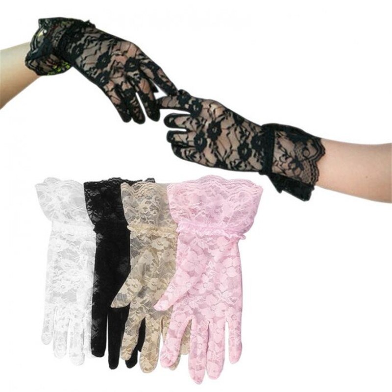Dames Zon Accessoires Soft Hollow-Out Handschoenen Delicate Kanten Handschoenen Elegante Vrouwen Party Handschoenen
