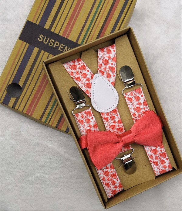 Sweet Girls Suspenders Set 3 Clips Elastic Y-back Adjust Bowtie Braces Personality Clothes Accessories For Kids Children: Default Title