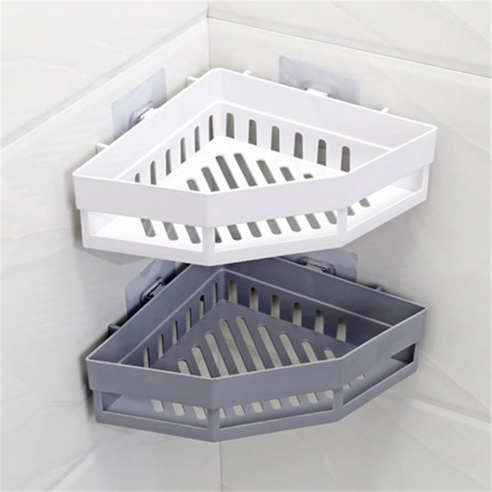shower corner shelf Traceless Plastic Storage Rack For Bathroom Kitchen Punch-Free Firm Shower Shelf Organizer QE