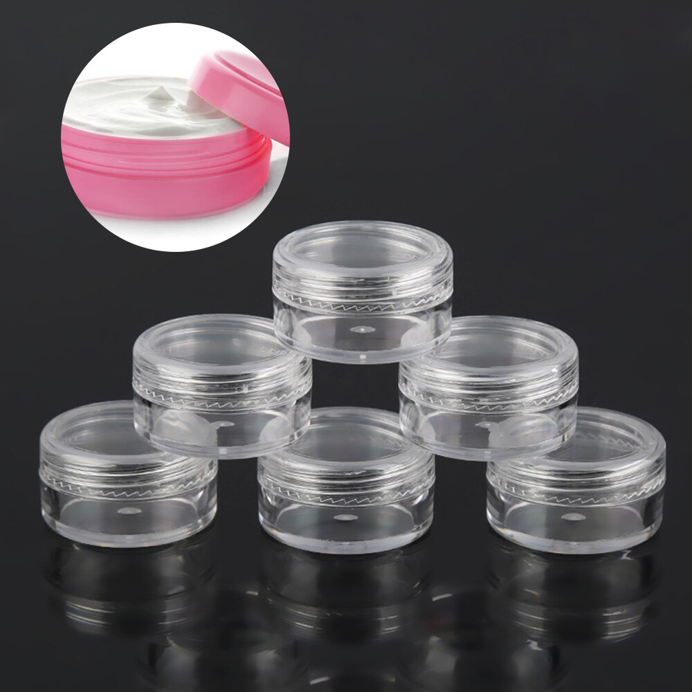 50pc/Lot Sample Clear Cream Jar 5g Mini Cosmetic Bottles Containers Transparent Pot For Nail Arts Small Clear Can Tin For Balm