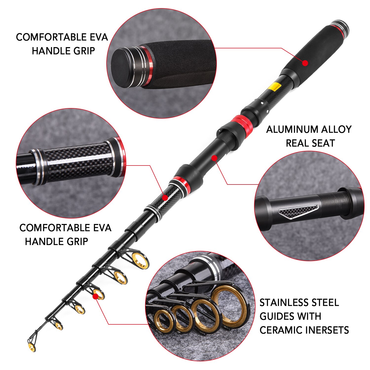 Lixada, caña de pescar y carrete, Combo de caña de pescar con carrete giratorio, Combo de bolsa de transporte, estuche de viaje, plantilla de Señuelos de Pesca, Kit completo de ganchos