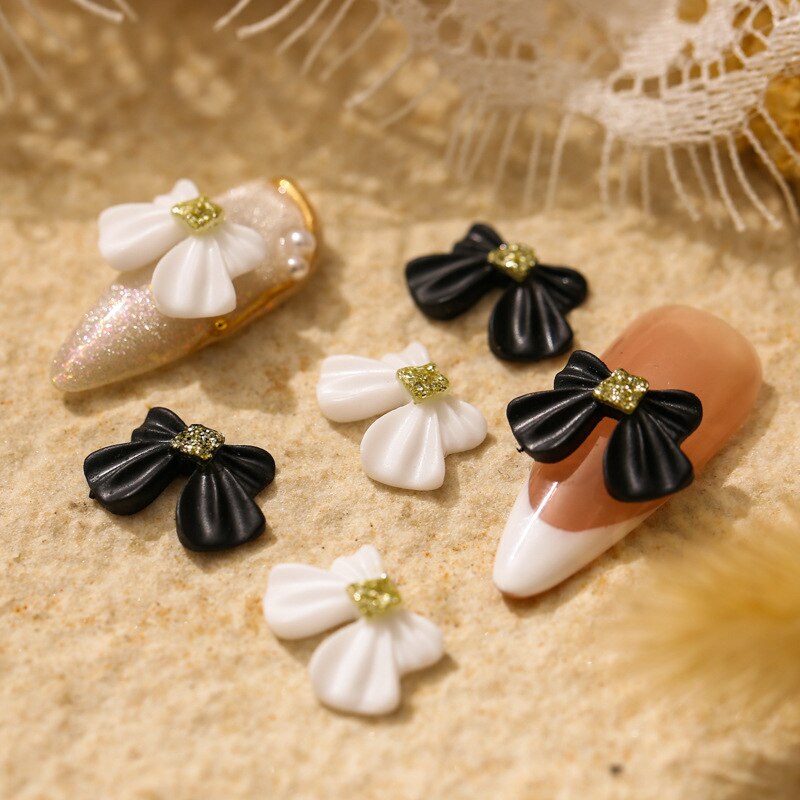 50 piezas de resina para decoración de uñas, Charm de 9,8x14,8mm con forma de pajarita, piedras grandes para decoración de uñas, accesorios coreanos para uñas