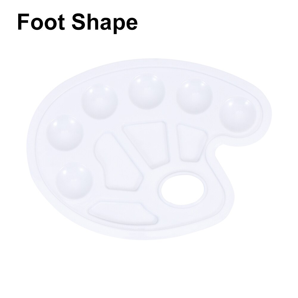 Paletas de pintura de plástico blanco para dibujo, bandeja de pintura con orificio para el pulgar, soporte para pigmento, paleta de pintura, suministros para manualidades DIY, 1 unidad: Foot Shape