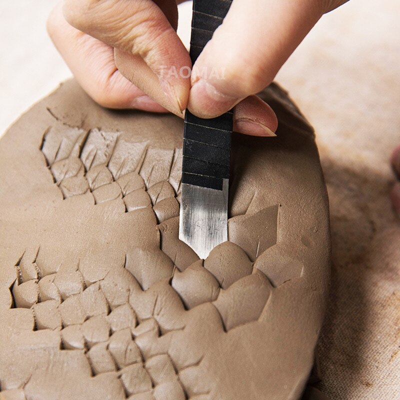 Pottery Tools Stainless Steel Trowel Dragon Scale Fish Scale Roof Tile Texture Tool Carving Pattern Clay Sculpture Modeling Tool