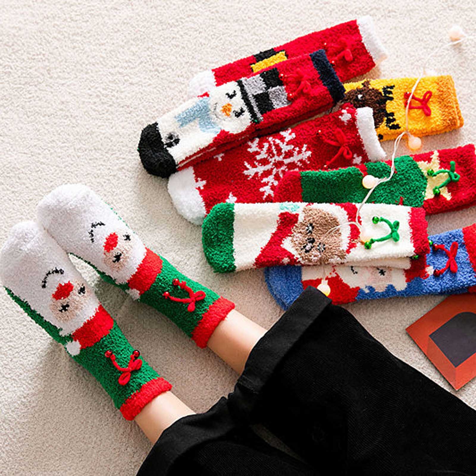 The носки kvinnesokker voksen juletrykk plysj fortykning mellom tude sokker hjemmestrømper носки