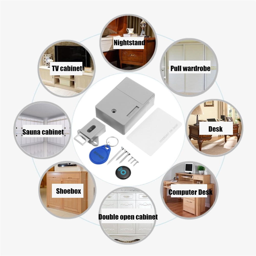 IC Card Sensor Digital RFID Drawer Card Lock DIY Electronic Invisible Hidden RFID Cabinet Lock Electric Hotel Lock