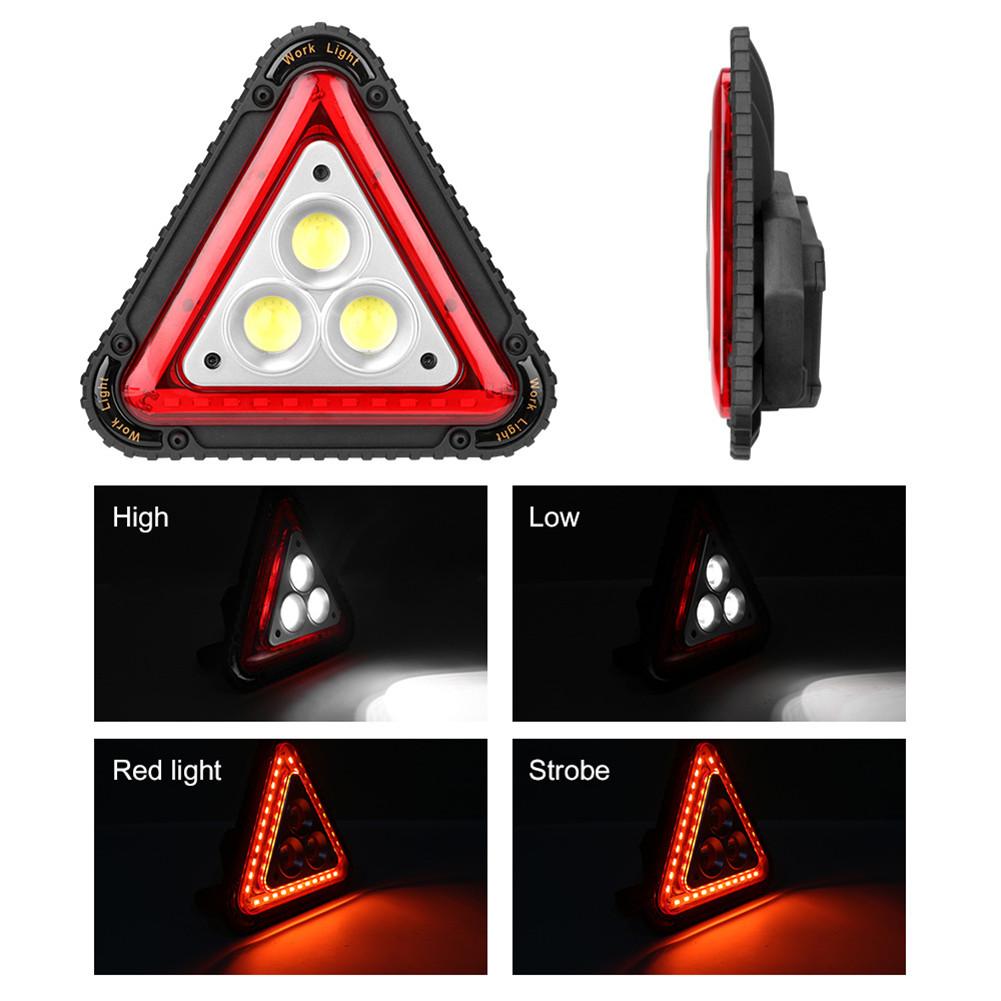 3 cob arbejdslys trafikadvarselslys usb genopladelig trekant multifunktionel udendørs campingtelt lys