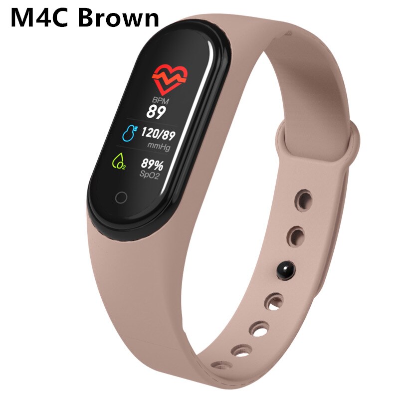 Sport Fitness Braccialetto Activity Tracker Misuratore di Pressione Sanguigna Intelligente Del Braccialetto Monitor di Frequenza Cardiaca Impermeabile Intelligente Orologio Per Android IOS: M4C Brown