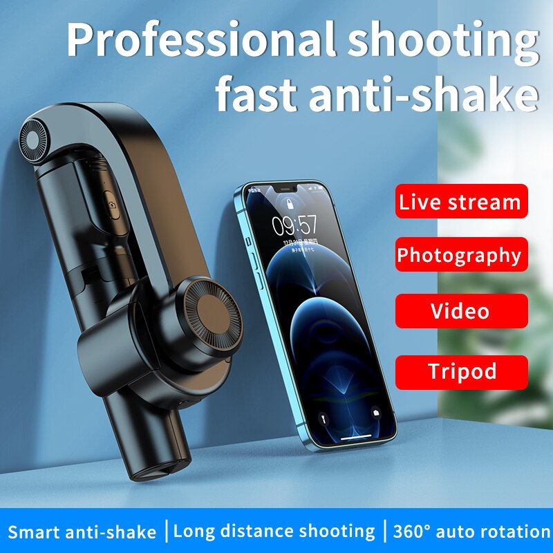 Smartphone Handheld Gimbal Stabilizers Selfie Stick Tripod Anti-Shake Wireless Bluetooth Remote Control Extendable Foldable