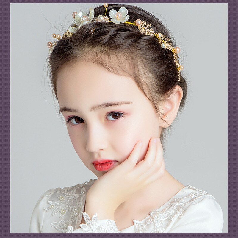 Accesorios para el cabello para niña y niño, corona de flores ajustable, diadema de flores, corona de perlas para la cabeza, accesorios coreanos para el cabello, tocados