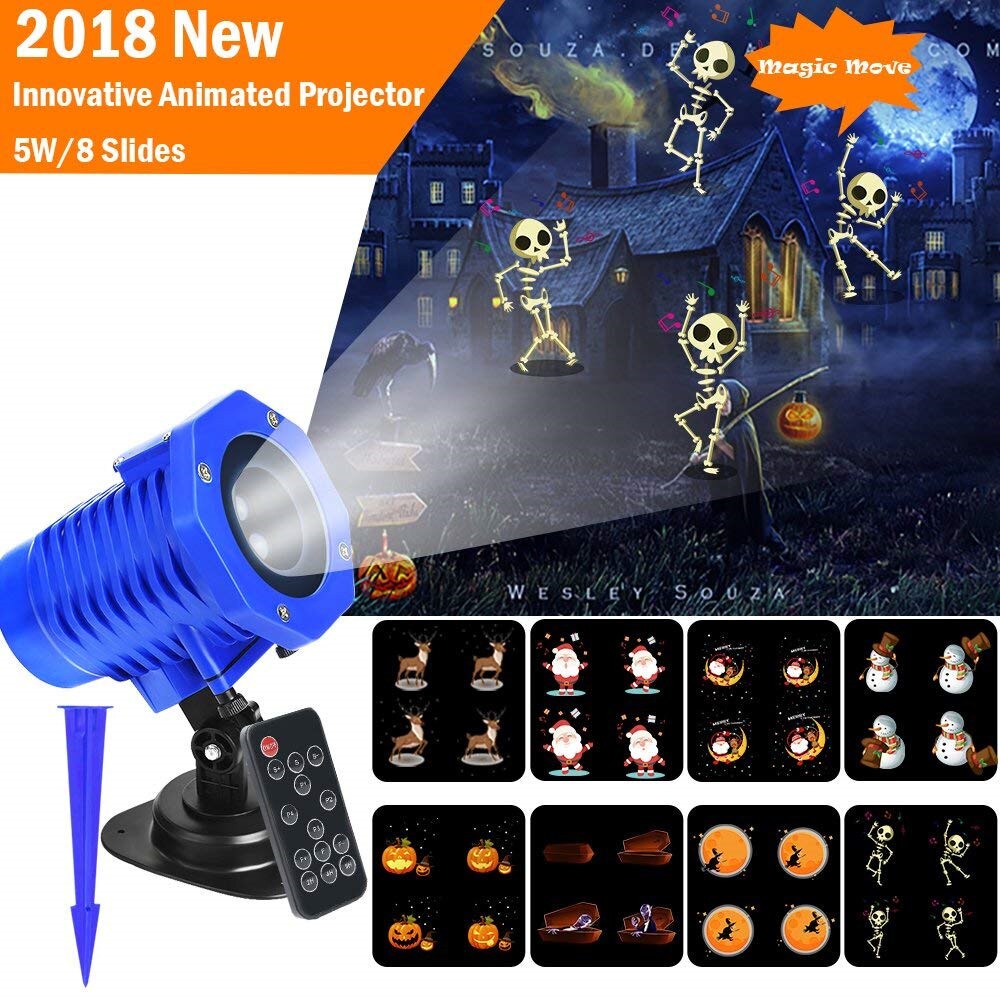 Vnl  ip65 animerad led projektor ljus hög ljusstyrka 5w sata älg mönster vattentät för halloween julfest