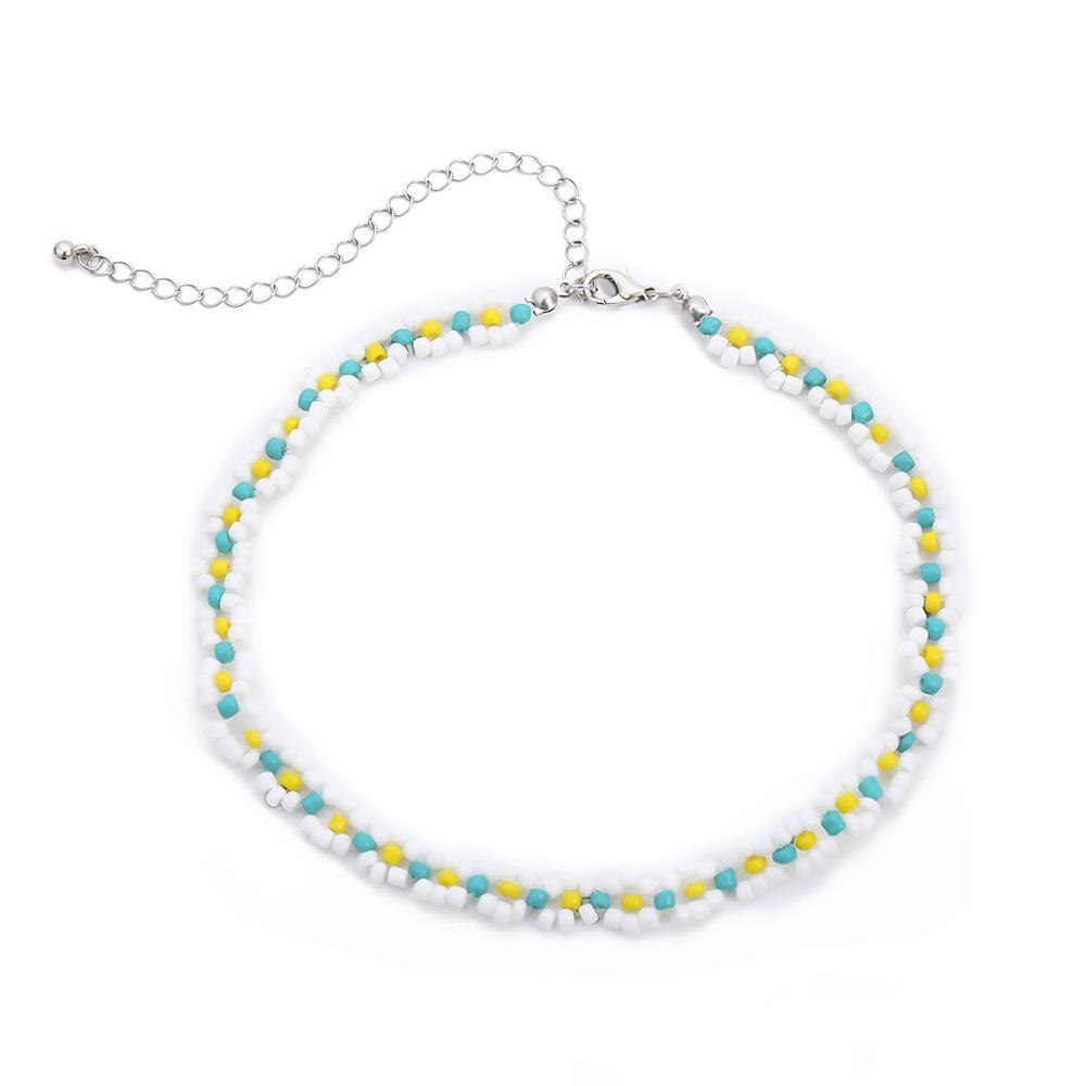 HangZhi Daisy Beaded Choker Necklace - Handmade Acrylic Flower Boho Jewelry for Women: A